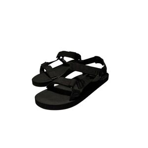 Wolves Mens Black Athletic Strappy Sandals Adjustable Hiking Walking Shoes 12in